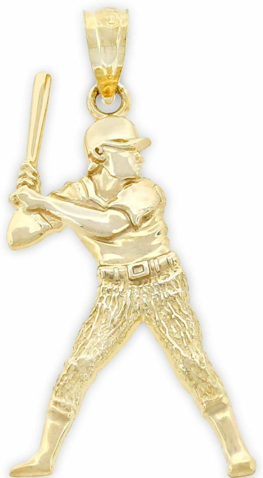 New CA CHARMAMERICA Charm America - Gold Baseball Player/Batter Charm - 10 Karat Solid Gold