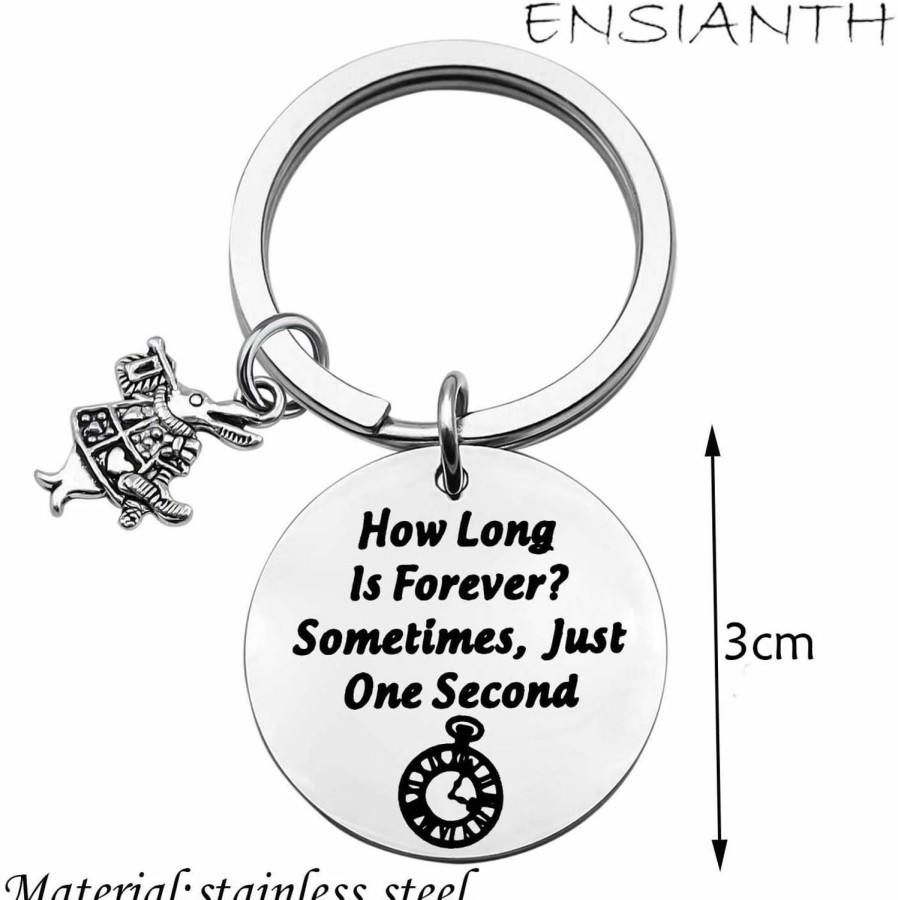 Hot ENSIANTH Ensianth Alice In Wonderlan Keychain How Long Is Forever?Sometimes,Just One Second Keychain Wonderland Inspired Charm Gift