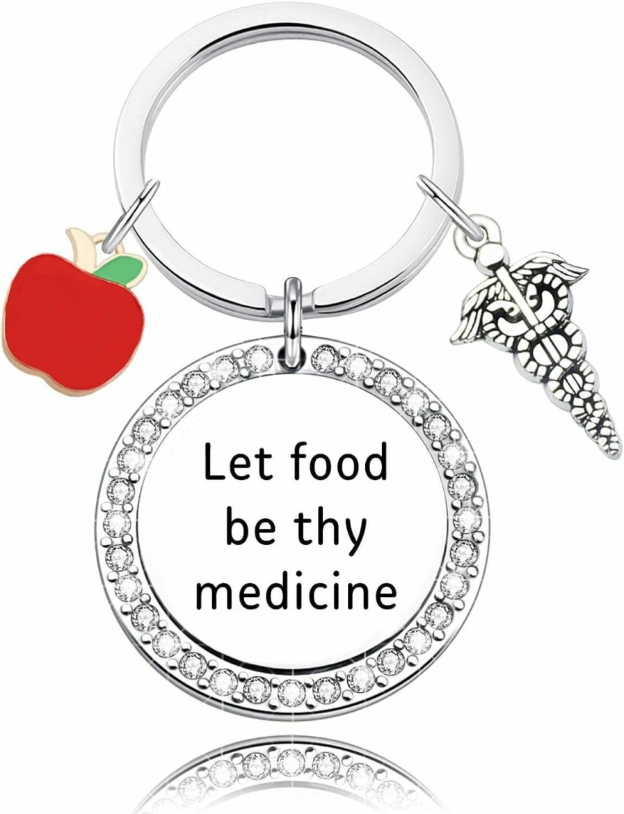 Wholesale DINLUNED Dinluned Dietitian Keychain Nutritionist Jewelry Let Food Be Thy Medicine Charm Keychain Dietitian Gift Nutrition Lovers Gift