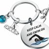 Wholesale PLITI Pliti Swimming Keychain Swimming Lover Gift Keep Calm And Swim On Keyring For Swimming Lover Swim Team