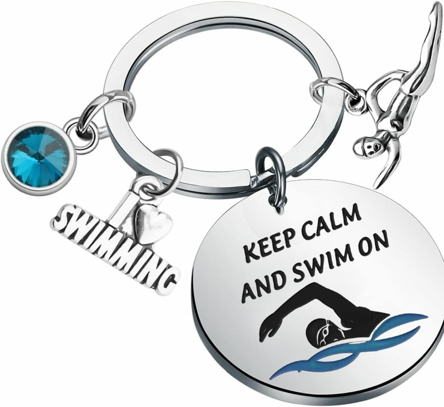 Wholesale PLITI Pliti Swimming Keychain Swimming Lover Gift Keep Calm And Swim On Keyring For Swimming Lover Swim Team