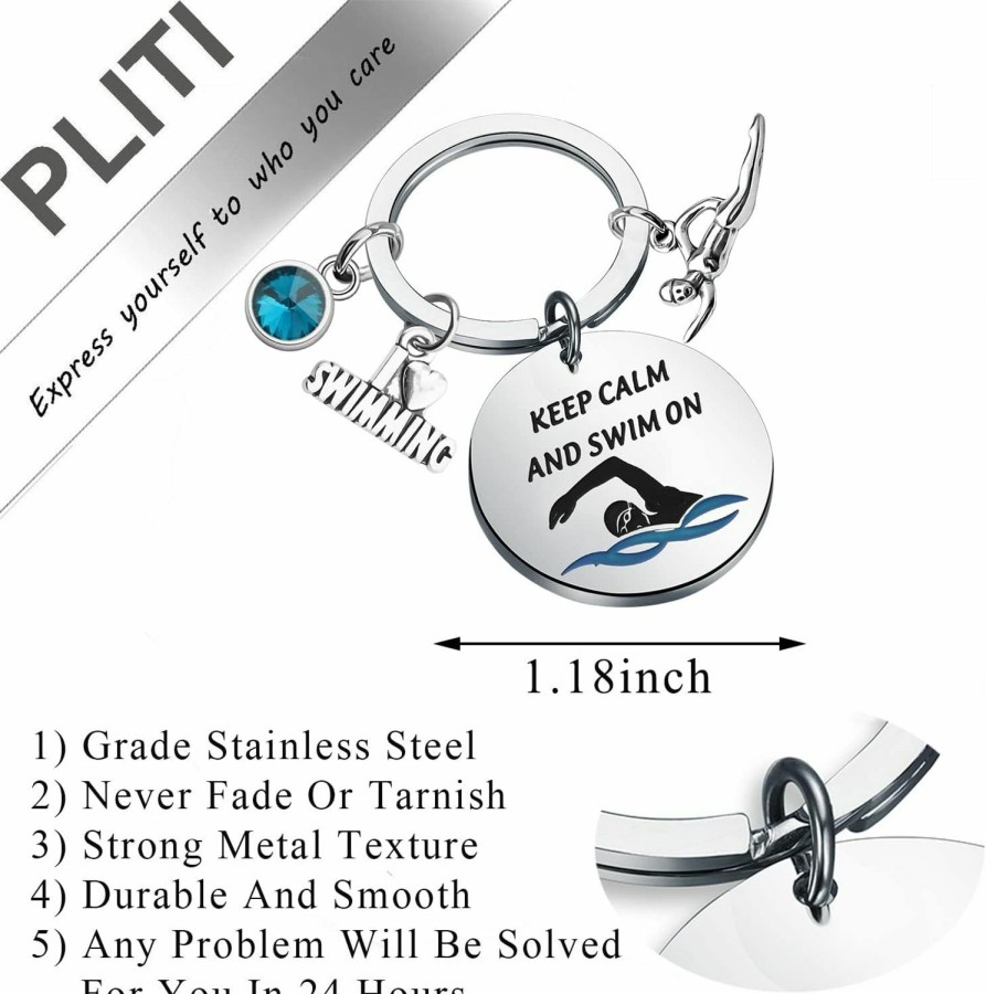 Wholesale PLITI Pliti Swimming Keychain Swimming Lover Gift Keep Calm And Swim On Keyring For Swimming Lover Swim Team