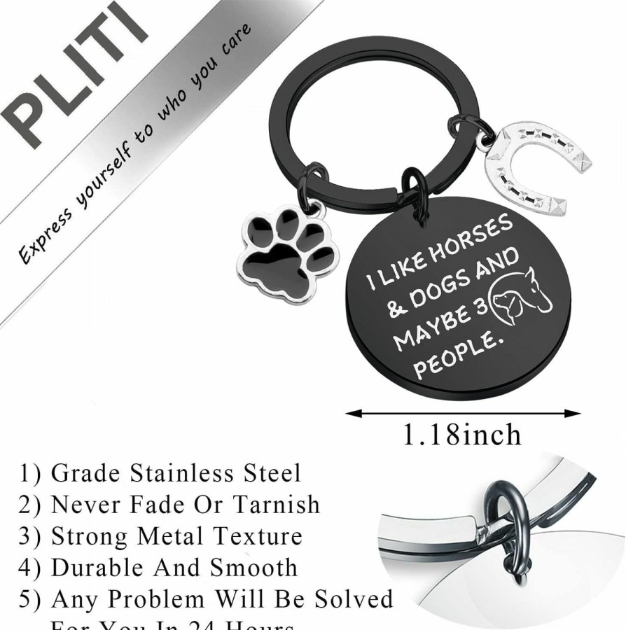 Online PLITI Pliti Horse Gift Dog Gift Horse Rider Dog Lover Gift I Like Horses & Dogs And Maybe 3 People Keychain For Horse Lover