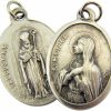 Best WJH Wjh Silver Toned Base Saint Monica With St Augustine Medal Pendant, 1 Inch