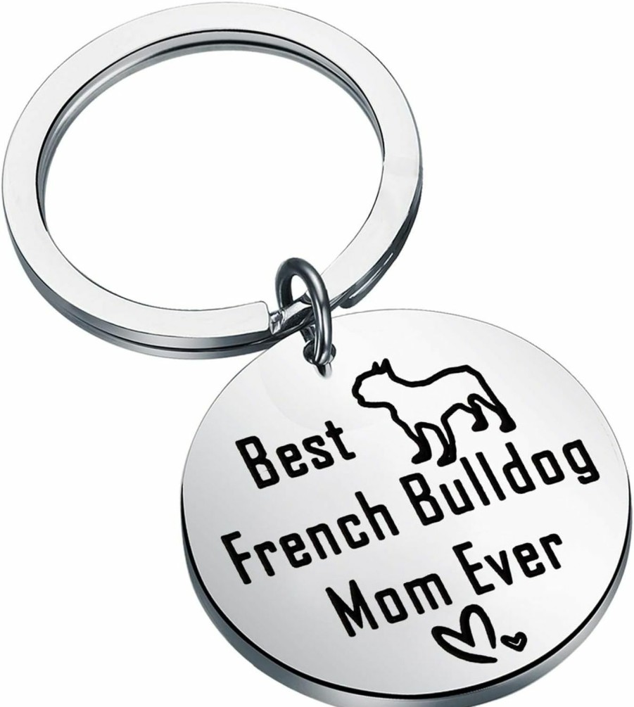 Clearance BEKECH Bekech French Bulldog Gifts Best French Bulldog Mom Ever Keychain Frenchie For Dog Lovers