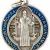 Hot Venerare St. Benedict Medal With Blue And Red Enamel | Patron Saint Of Students And Europe | Great Catholic Gift For First Holy Communion And Confirmation | Made In Italy