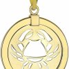 Best Jewelry America Jewelry America 14K Yellow Gold Reversible Round Cancer Crab Zodiac Sign Pendant