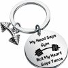 Hot BEKECH Bekech Fitness Gym Keychain My Head Says Gym But My Heart Says Tacos Fitness Jewelry