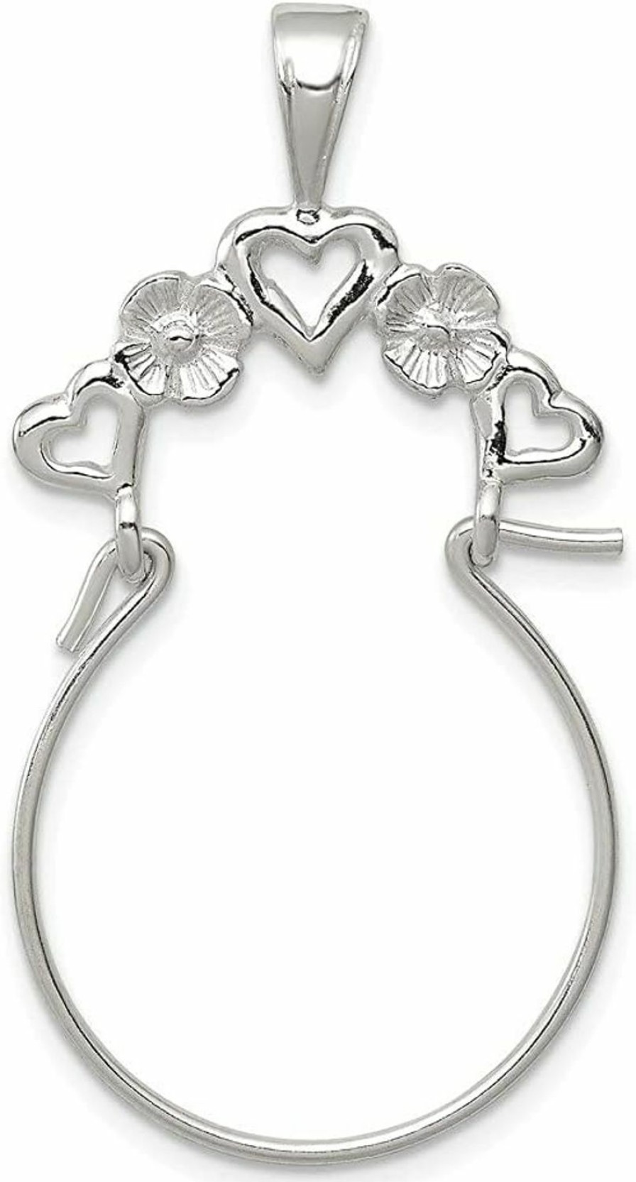 Online Auriga Fine Jewelry Auriga Fine Jewelry 925 Sterling Silver Heart Charm Holder Pendant For Women (L- 42 Mm, W- 20 Mm)