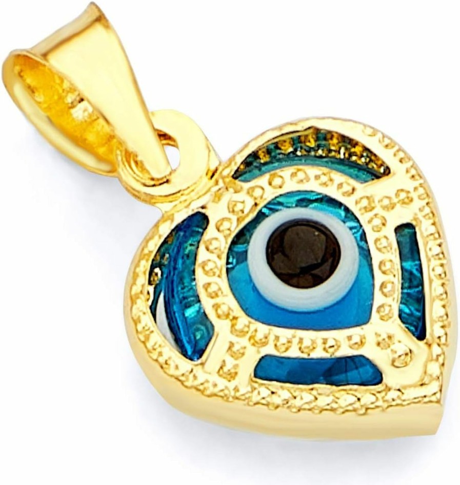 Wholesale GoldenMine Fine Jewelry Collection 14K Yellow Gold Evil Eye Heart Pendant