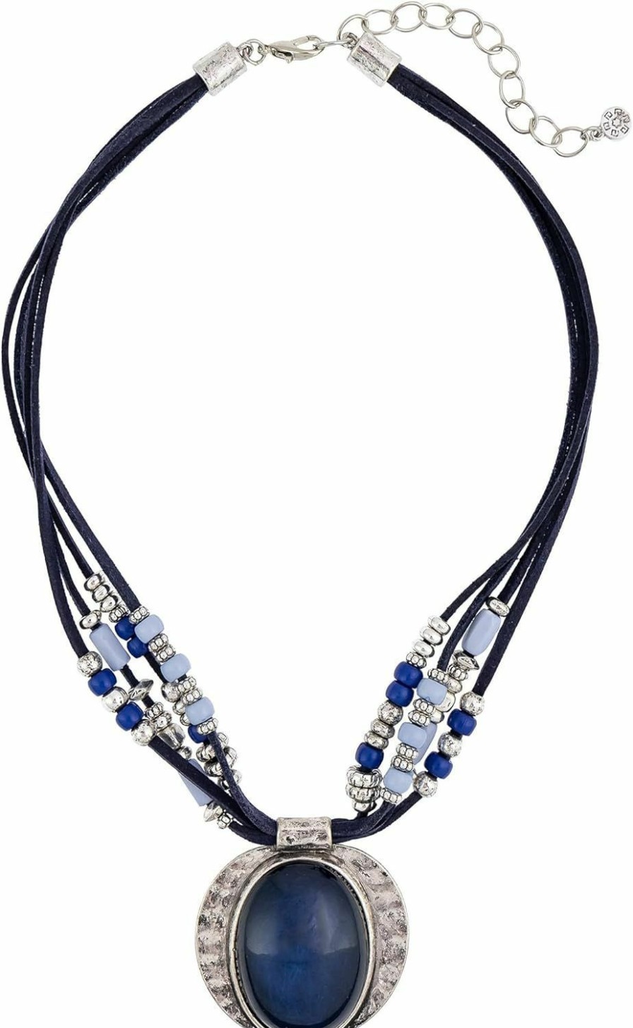 Online Ruby Rd. Ruby Rd. Jewelry Women'S Color Splash Blue Multi Strand Pendant Necklace - 20\" Womens Necklace W/Extender - Boho Inspired Silver Necklace For Women