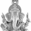 Best Qtron Qtron Uni God Ganesh Pendant For Men & Women Pure Silver Lord Ganapathy Locket For Good Health & Wealth Without Dori