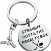 Wholesale WSNANG Wsnang Funny Ice Hockey Keychain Hockey Player Gift Straight Outta The Penalty Box Hockey Lover Gifts