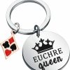 Wholesale BLEOUK Bleouk Euchre Queen Funny Euchre Keychain Euchre Player Gift Euchre Game Gift For Grandma