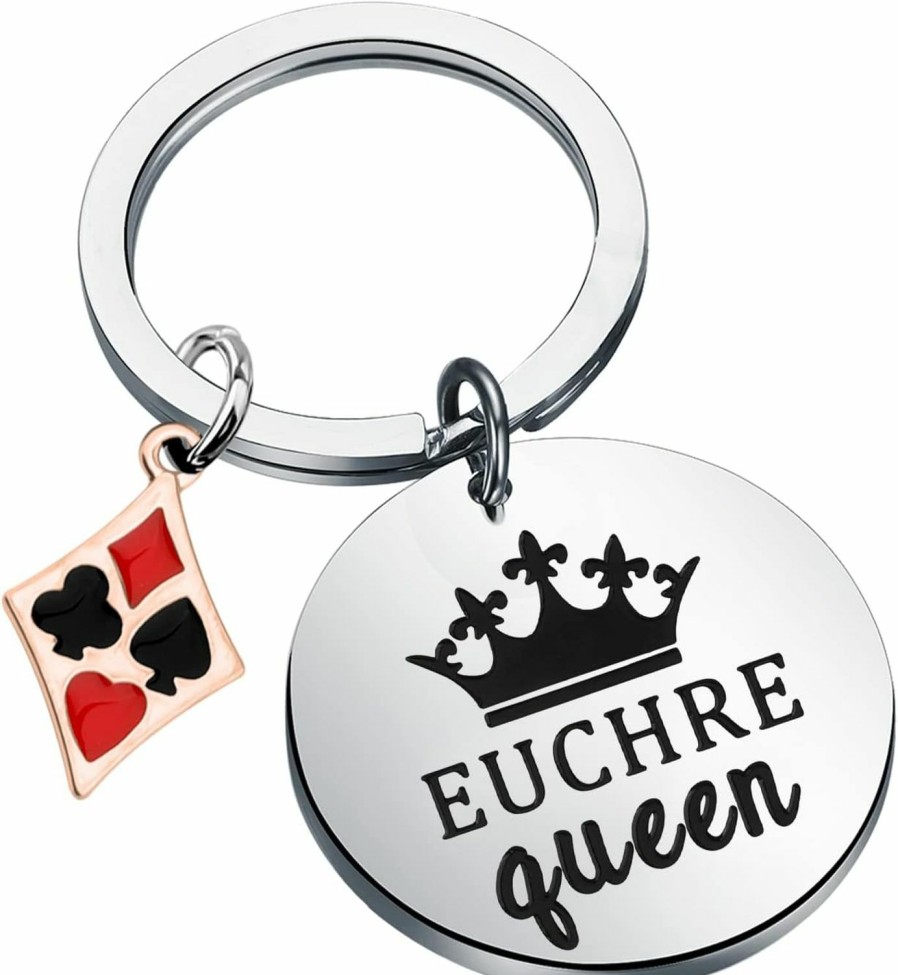 Wholesale BLEOUK Bleouk Euchre Queen Funny Euchre Keychain Euchre Player Gift Euchre Game Gift For Grandma