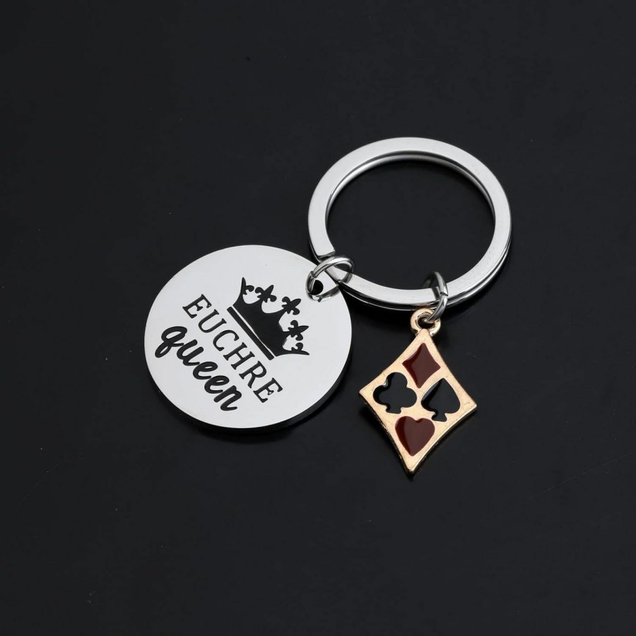 Wholesale BLEOUK Bleouk Euchre Queen Funny Euchre Keychain Euchre Player Gift Euchre Game Gift For Grandma