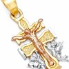 Hot The World Jewelry Center 14K Real Tri Color Gold Religious Cross Of Caravaca Charm Pendant