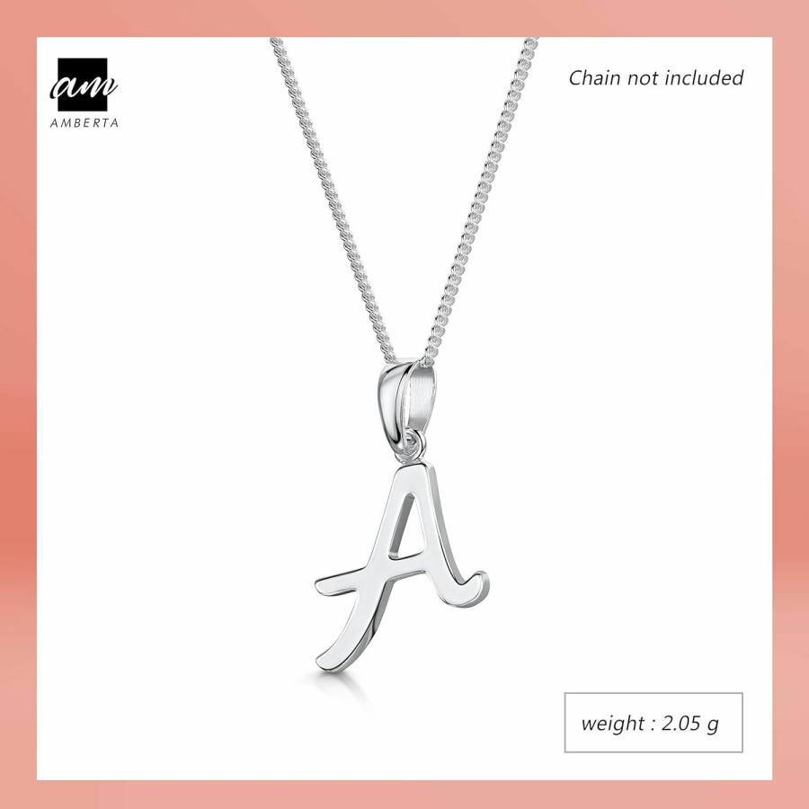 Wholesale Amberta Amberta 925 Sterling Silver Alphabet Letter Pendant - Personalized Charm For Women - Stackable Symbol - Various Styles