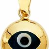 Clearance The World Jewelry Center 14K Real Yellow Gold Evil Eye Charm Pendant