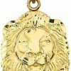 Hot Animal Kingdom 10K Yellow Gold Sparkle-Cut Lion Head Statement Pendant Charm - Choice Of Size (S, M, Or L)