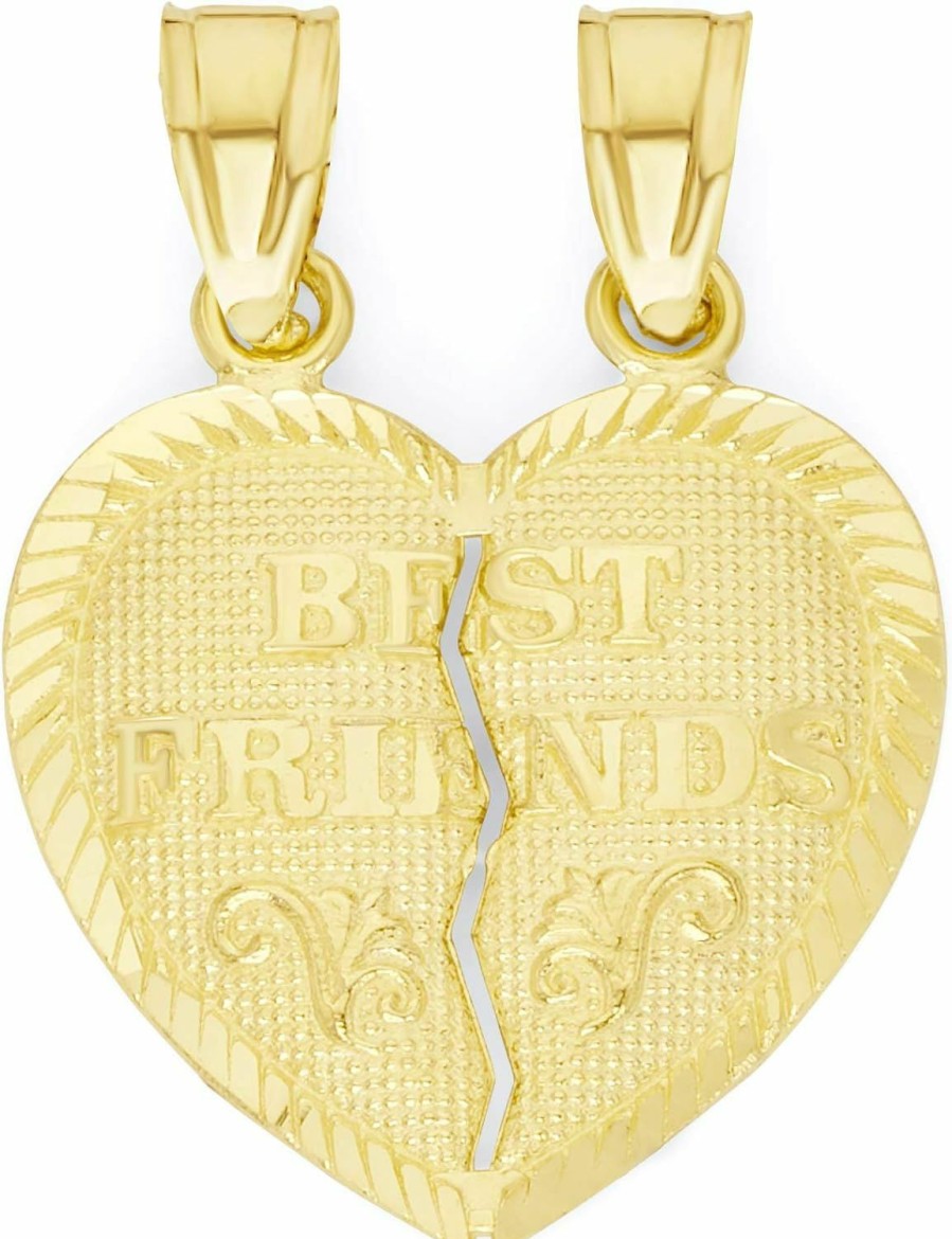 New Ice on Fire Jewelry Ice On Fire Jewelry 10K Solid Gold Breakable Best Friends Heart Pendant