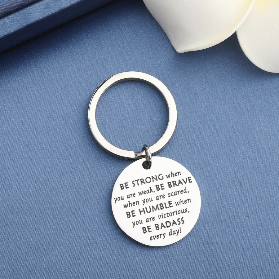 Best MYOSPARK Myospark Be Strong Be Brave Be Humble Be Badass Everyday Disc Pendant Keychain Motivational Gift