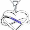 New JO WISDOM Jo Wisdom Women Infinity Heart Necklace,925 Sterling Silver Pendant Necklace With Birthstone Aaa Cubic Zirconia