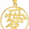 Clearance Claddagh Gold Fine 14K Yellow Gold Chinese Character Charm Love Symbol Pendant