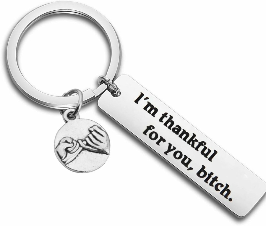 Online Lywjyb Birdgot Lywjyb Birdgot Best Friend Gift Funny Friends Keychain I'M Thankful For You Bitch Friendship Keychain Gift (Thankful For You Bitch)