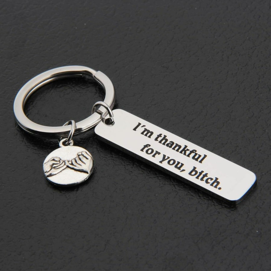 Online Lywjyb Birdgot Lywjyb Birdgot Best Friend Gift Funny Friends Keychain I'M Thankful For You Bitch Friendship Keychain Gift (Thankful For You Bitch)