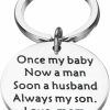 Hot FEELMEM Feelmem Mom To Son Keychain Once My Baby Now A Husband Always My Son Keychain Groom Gift Wedding Gift For Son From Mom