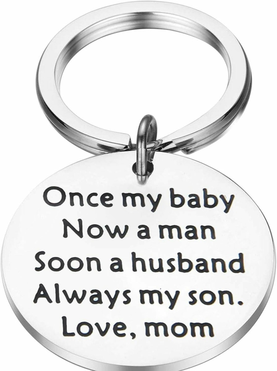 Hot FEELMEM Feelmem Mom To Son Keychain Once My Baby Now A Husband Always My Son Keychain Groom Gift Wedding Gift For Son From Mom