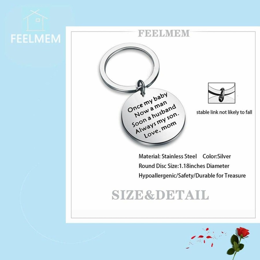 Hot FEELMEM Feelmem Mom To Son Keychain Once My Baby Now A Husband Always My Son Keychain Groom Gift Wedding Gift For Son From Mom