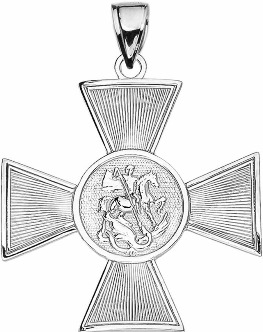 Wholesale Religious Jewelry by FDJ Religious Jewelry Fine Sterling Silver Saint George Russian Maltese Cross Pendant