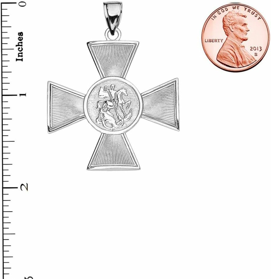 Wholesale Religious Jewelry by FDJ Religious Jewelry Fine Sterling Silver Saint George Russian Maltese Cross Pendant