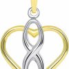 Online Jewelry America Jewelry America 14K Two Tone Gold Vertical Infinity Sign In Open Heart Pendant