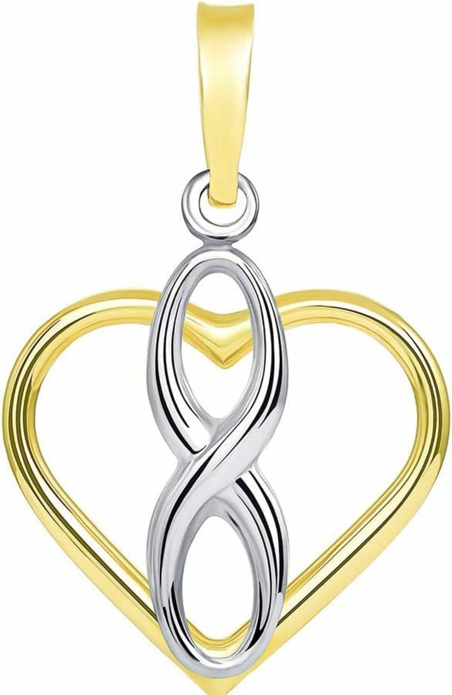 Online Jewelry America Jewelry America 14K Two Tone Gold Vertical Infinity Sign In Open Heart Pendant