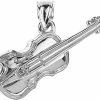 New Claddagh Gold 925 Sterling Silver Violin Music Charm Pendant