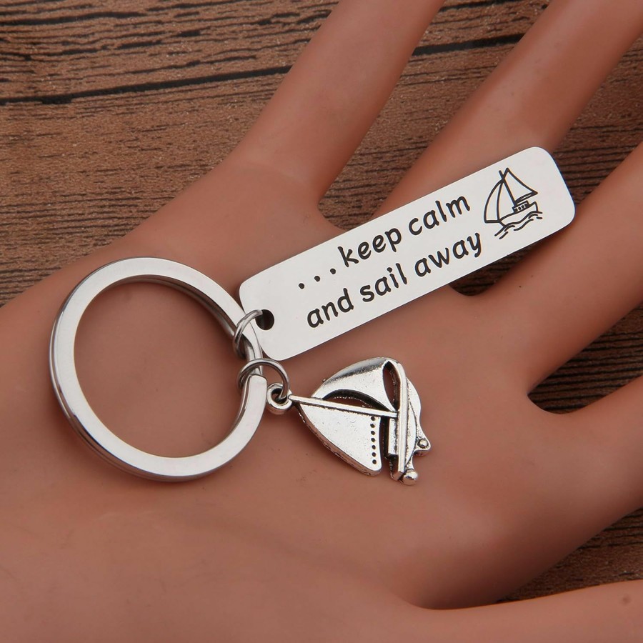 New Gzrlyf Gzrlyf Sailboat Keychain Nautical Gifts Captain Gifts Sailor Gifts Keep Calm And Sail Away Boating Lover Gifts