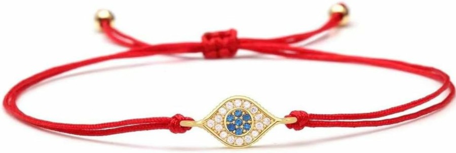 Hot Generic 14K Gold Plated Turkish Evil Eye, Red String (Gold)