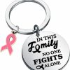 Online FUSTMW Fustmw Breast Cancer Awareness Gifts Breast Cancer Ribbon Keychain In This Family Nobody Fights Alone Cancer Survivor Gifts