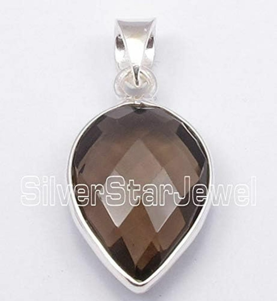 Clearance SilverStarJewel Silverstarjewel 13 X 18 Mm Smoky Quartz Tcw 11.5 Pendant 1.2\" 925 Solid Silver Fashion Gift