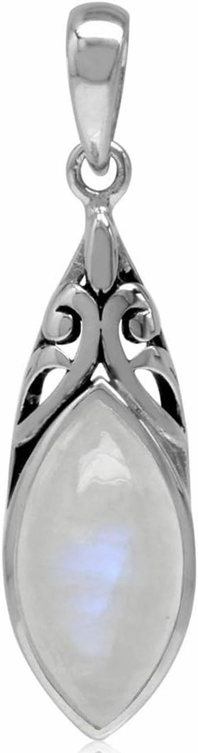 Best Silvershake Silvershake 14X7Mm Natural Marquise Shape Moonstone 925 Sterling Silver Filigree Solitaire Pendant