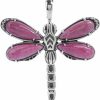 Clearance American West Jewelry American West Sterling Silver Pink Rhodonite Gemstone Dragonfly Pendant Enhancer