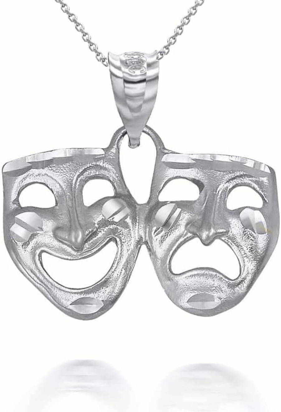 New Claddagh Gold Claddagh Gold Exquisite .925 Sterling Silver Theater Acting Masks Of Comedy And Tragedy Drama Pendant Necklace Choice Of Pendant Only Or Necklace Chain Length