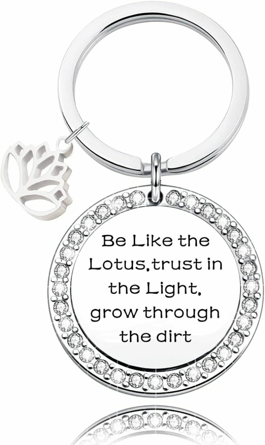 Wholesale TTJHGYQO Ttjhgyqo Lotus Keychain Yoga Jewelry Yoga Karma Keyring Be Like The Lotus Trust In The Light Grow Through The Dirt Keychan