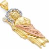 Clearance The World Jewelry Center The World Jewelry Center 14K Real Tri Color Gold San Judas Charm Pendant (Size : 41 X 12 Mm)