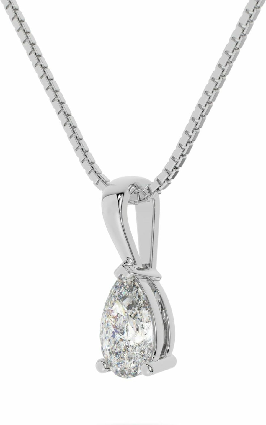 Clearance Adora Fine Jewelry 14K Solid White Or Yellow Gold Lab Grown Moissanite Diamond Solitaire Pendant Necklaces | Round, Pear, Heart Shape | Pendant Only Or With Box/Cable Chain | Made In Usa