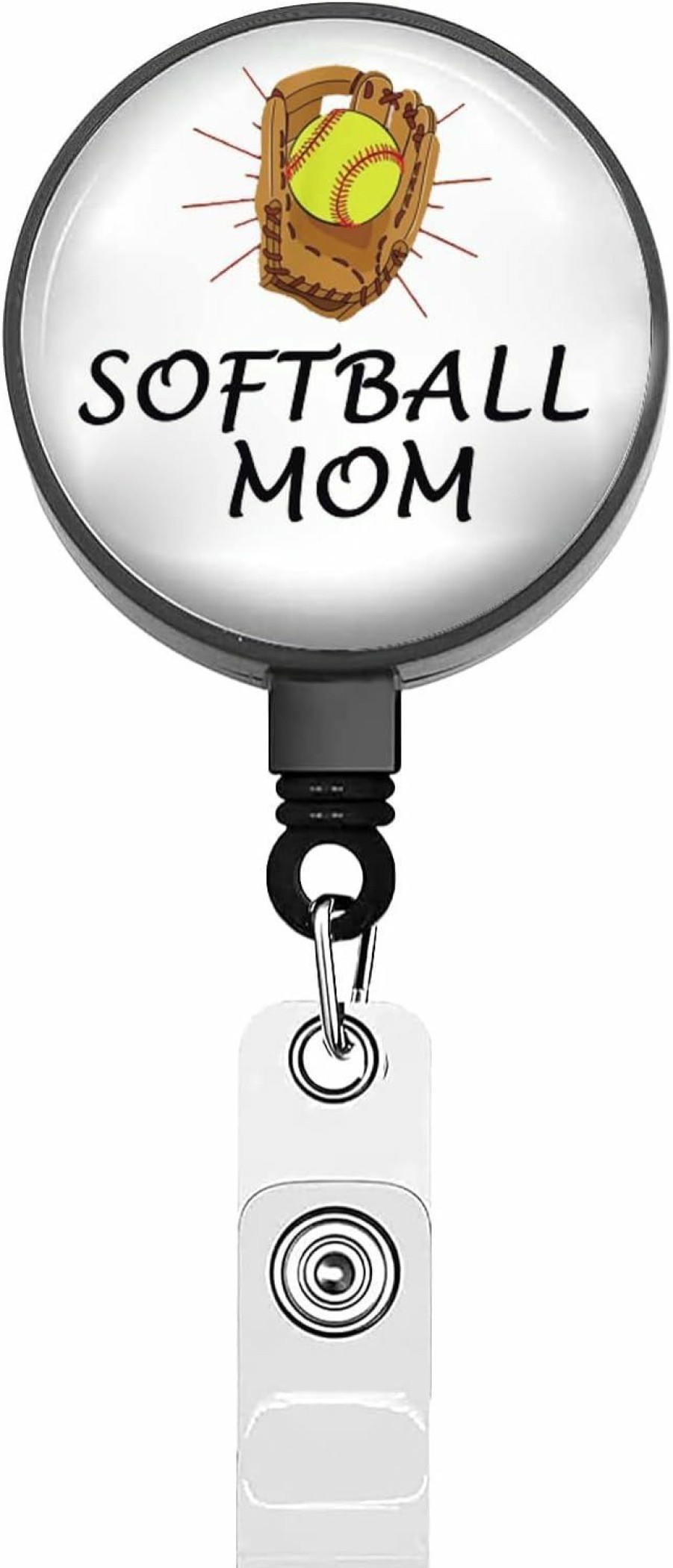 Hot BEKECH Bekech Softball Mom Retractable Badge Holder Softball Game Day Id Badge Clip Gift For Softball Player Moms Softball Gift