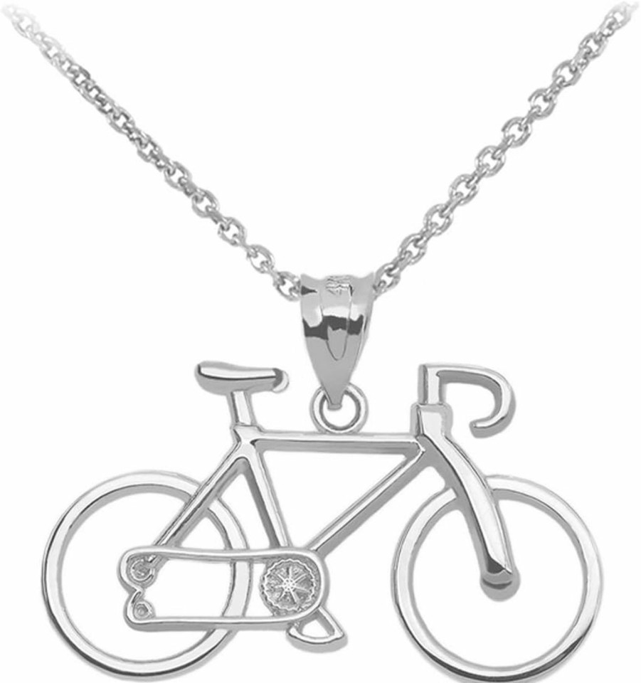 Clearance Claddagh Gold Sports Charms 925 Sterling Silver Bicycle Bike Pendant Necklace With Rolo Chain And Pendant Only